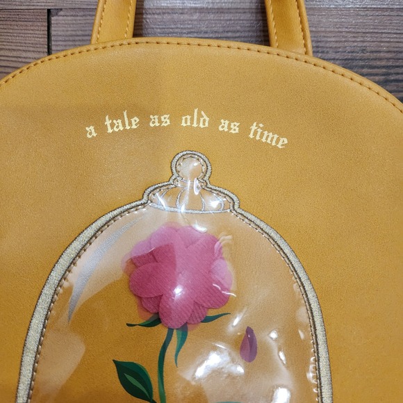 Loungefly Disney Beauty and the Beast Enchanted Rose mini Backpack Yellow - Picture 6 of 7